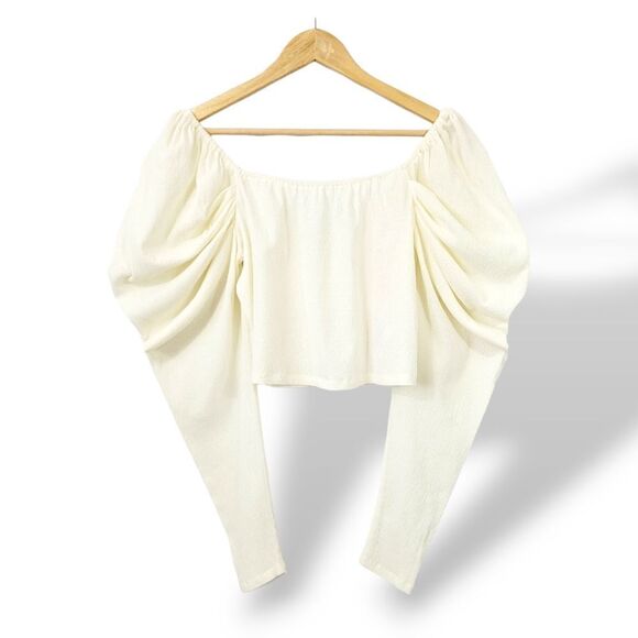 C/meo Collective Back To Back Puff Sleeve Top in Ivory Size Large - Picture 2 of 10